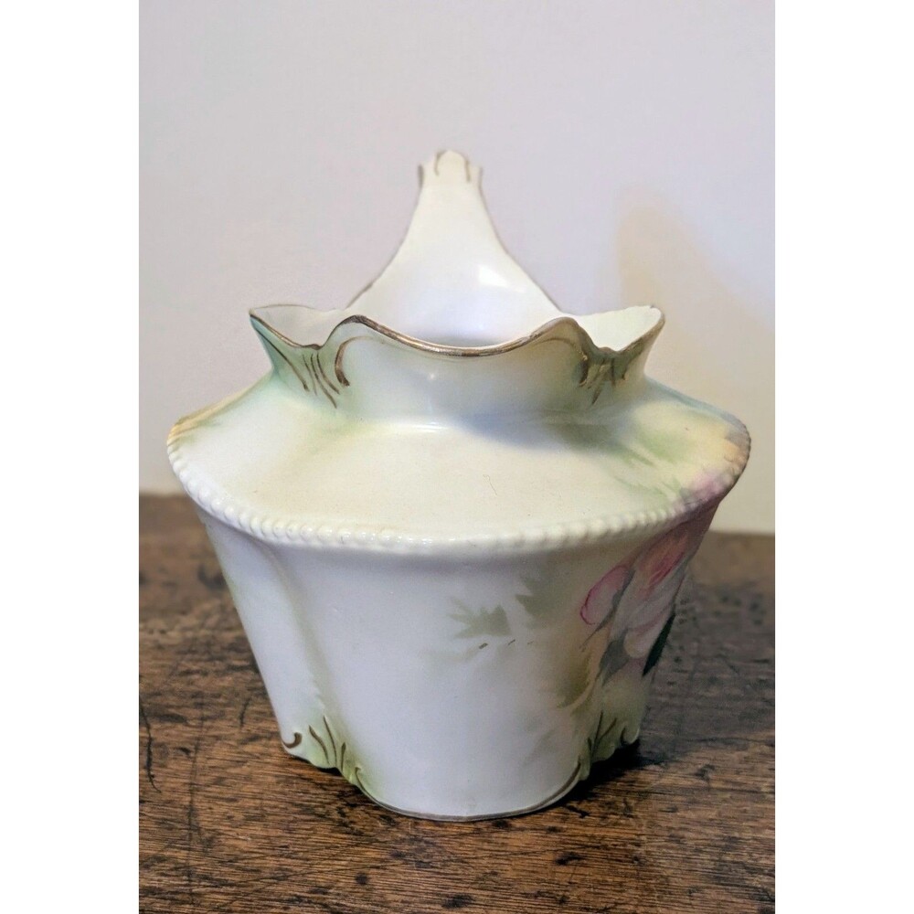 Antique RS Prussia Porcelain Creamer Pitcher Pink Cabbage Roses Floral Gold Trim - Picture 5 of 9